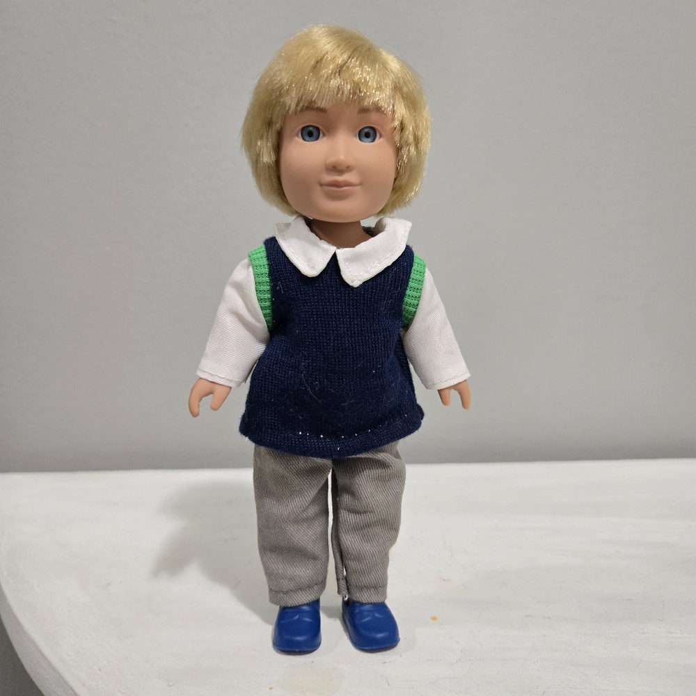 My Life as School Boy 7" Doll Blond Hair with Navy Sweater and Gray Pants